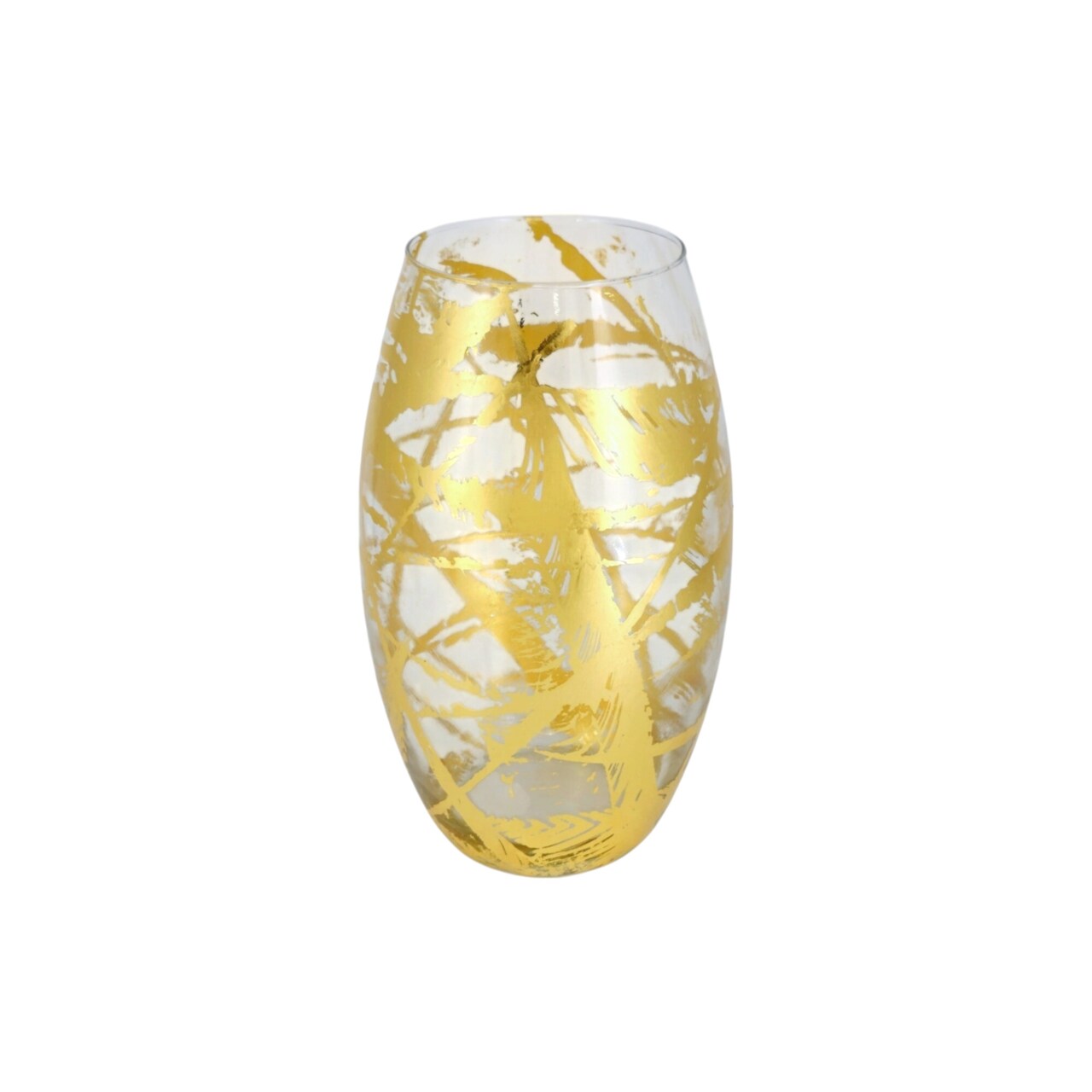 Gilded Smooth Oval Shape Glass Vase Ideal Use for Weddings Receptions or Home Decor